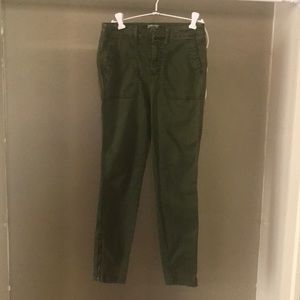 JCrew Olive Pants with Cute Zippers @ Ankle S 26